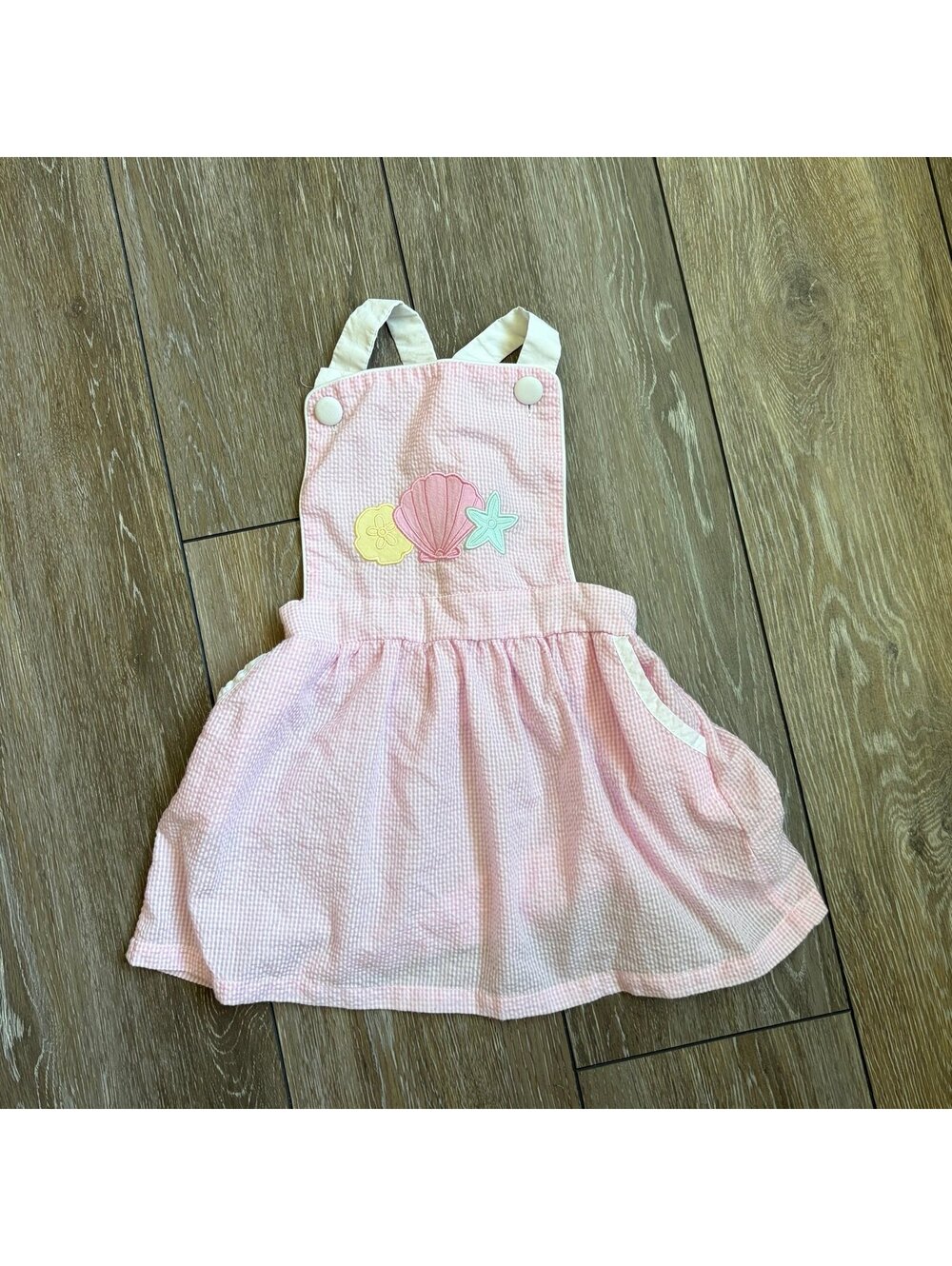 Stitchy Fish Shoreline Seashells Appliqué Dress